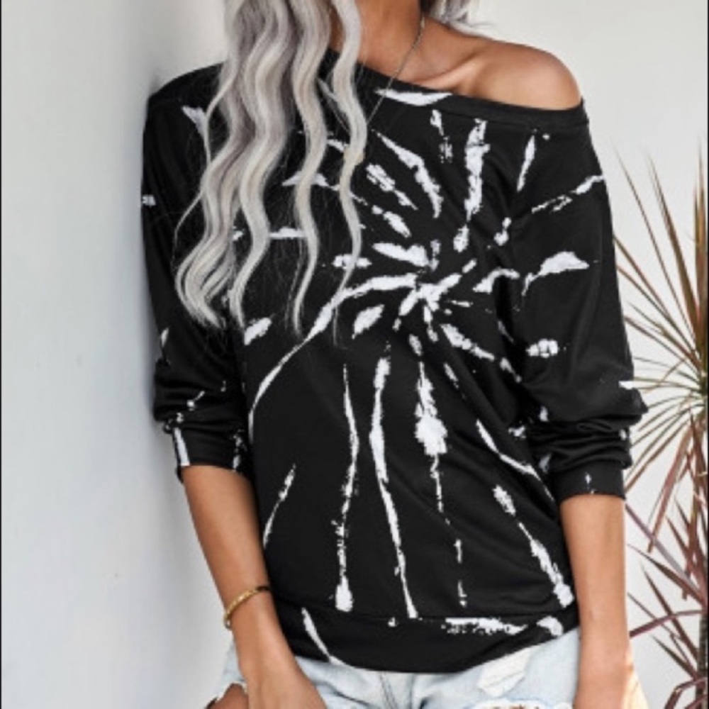 New Black & White Tie Dye Top